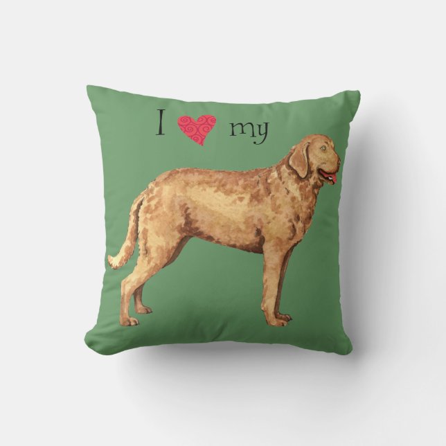 Ich Liebe mein Chesapeake Bay Retriever Kissen (Vorderseite)