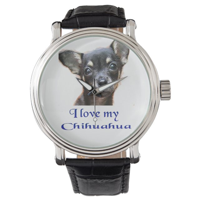 Ich Liebe mein Chihuahua Armbanduhr (Vorderseite)