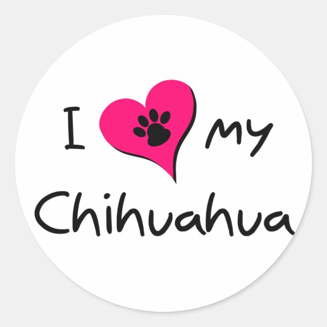 Ich Liebe mein Chihuahua Runder Aufkleber (Vorderseite)