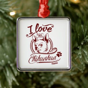 Ich liebe mein Chihuahua-Weihnachten Ornament Aus Metall