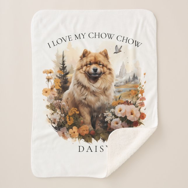 Ich Liebe mein Chow Chow Blumenportrait Sherpadecke (Vorderseite)