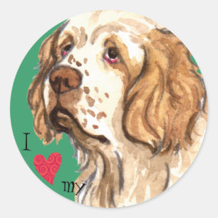 Ich Liebe mein Clumber Spaniel Runder Aufkleber