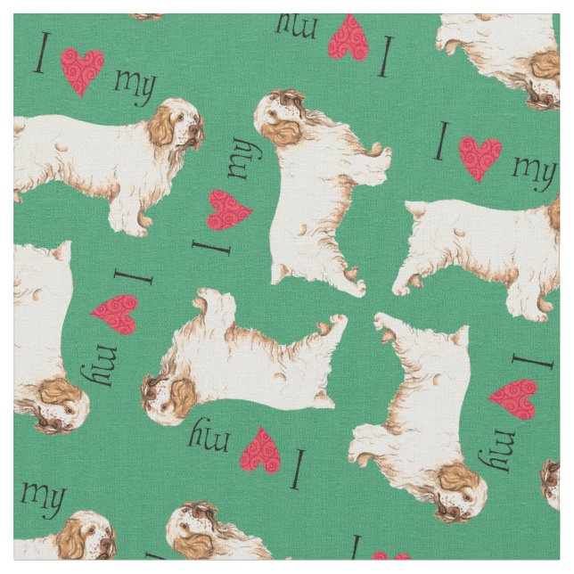 Ich Liebe mein Clumber Spaniel Stoff (Nahaufnahme)