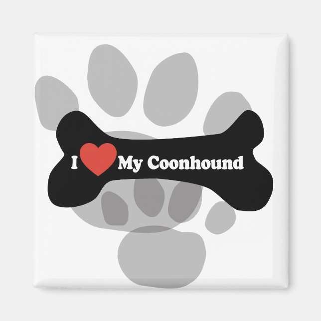 Ich Liebe mein Coonhound - Dog Bone Magnet (Vorne)