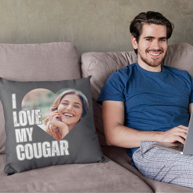 Ich Liebe mein Cougar Girlfriend Foto Boyfriend-Ge Kissen (I Love My Cougar Girlfriend Photo Boyfriend Gift Throw Pillow)