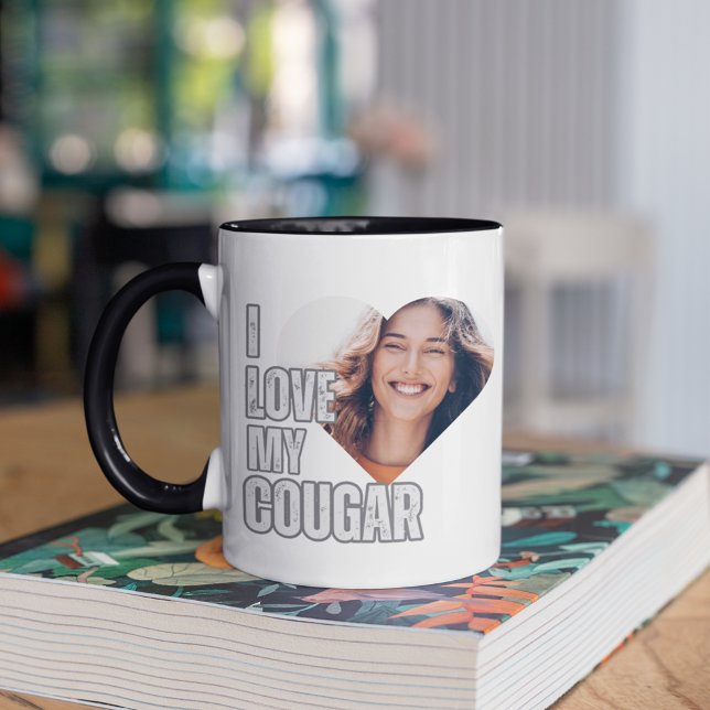 Ich Liebe mein Cougar Girlfriend-Geschenk Zweifarbige Tasse (I Love My Cougar Girlfriend Boyfriend Gift Two-Tone Coffee Mug)