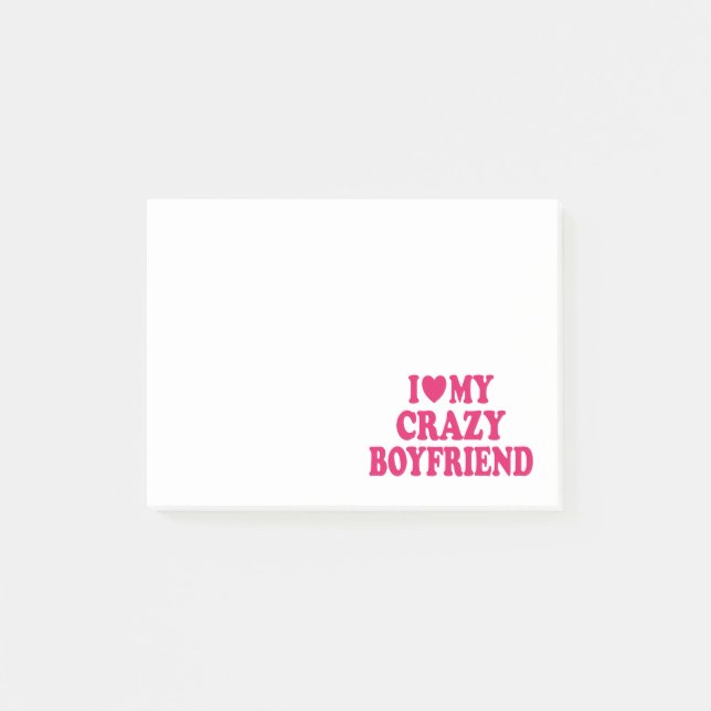Ich Liebe mein Crazy Boyfriend Post-it Klebezettel (Vorderseite)