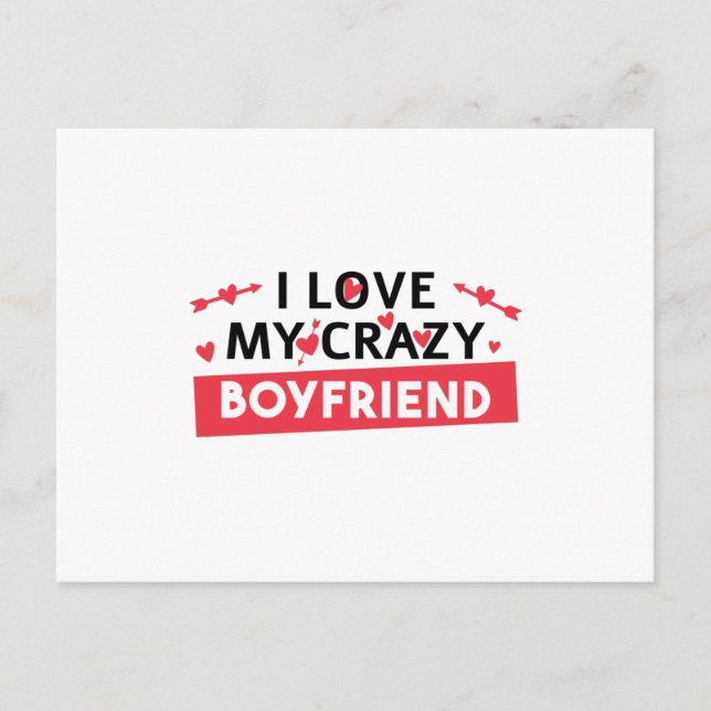Ich Liebe mein Crazy Boyfriend Postkarte (Vorderseite)