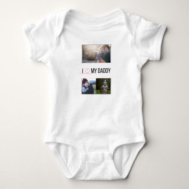 ICH LIEBE MEIN DADDY BABY SCHLIESSEN CUSTOM-FOTO BABY STRAMPLER (Vorderseite)