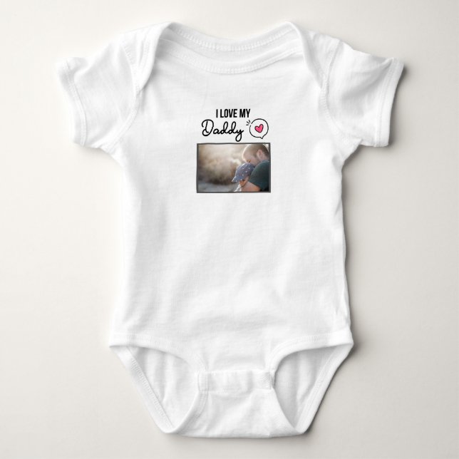 ICH LIEBE MEIN DADDY BABY SCHLIESSEN CUSTOM-FOTO BABY STRAMPLER (Vorderseite)