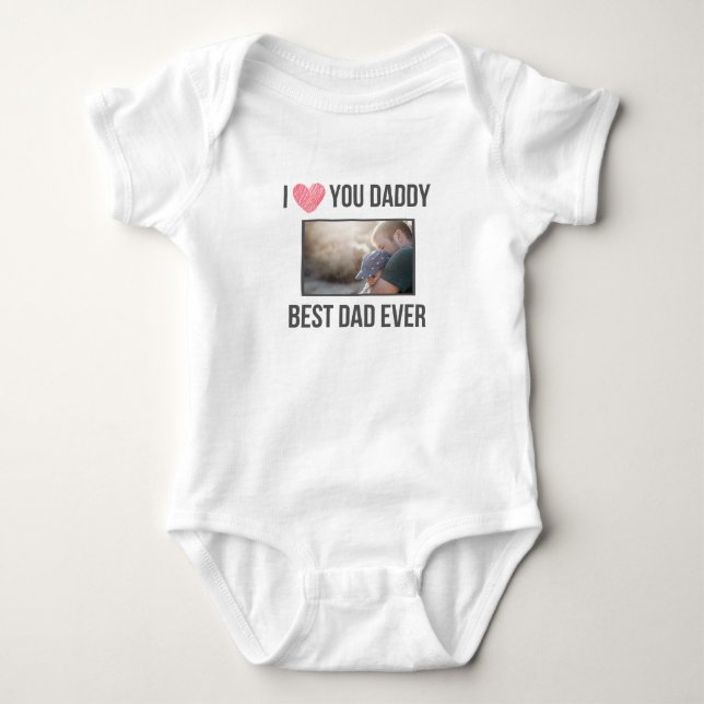 ICH LIEBE MEIN DADDY BABY SCHLIESSEN CUSTOM-FOTO BABY STRAMPLER (Vorderseite)