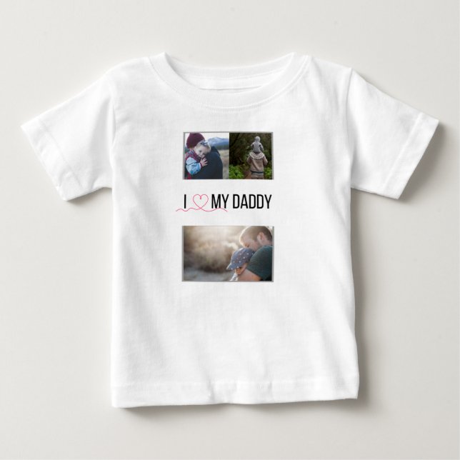 ICH LIEBE MEIN DADDY BABY SCHLIESSEN CUSTOM-FOTO BABY T-SHIRT (Vorderseite)