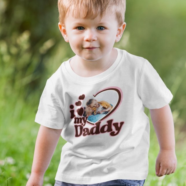 Ich Liebe mein Daddy Pink Brown Foto Kleinkind T-shirt (Von Creator hochgeladen)