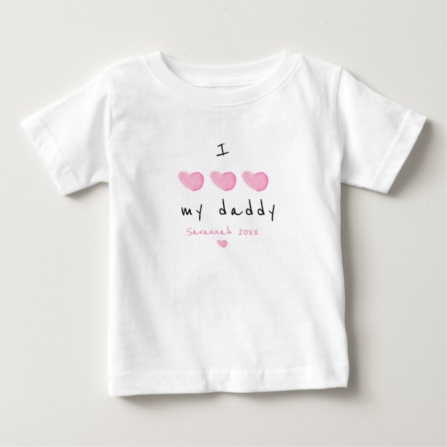 Ich Liebe mein Daddy Pink Herz Custom Baby T-shirt (Vorderseite)