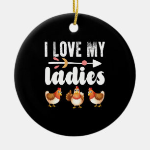 Ich liebe mein Damen lustiger Hühnerliebhaber-Shir Keramik Ornament