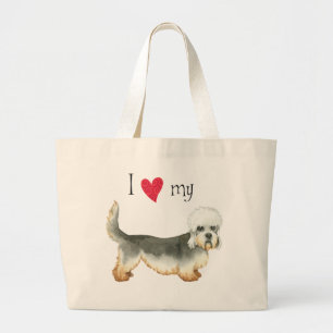 Ich Liebe mein Dandie Dinmont Terrier Jumbo Stoffbeutel