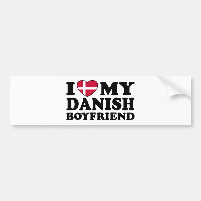 Ich Liebe Mein dänischer Freund Autoaufkleber (Vorne)