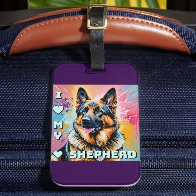 Ich Liebe mein Deutscher Hirte Gepäckanhänger (Vorderseite Insitu 2)