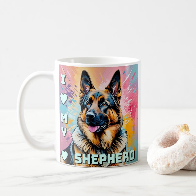 Ich Liebe mein Deutscher Hirte Kaffeetasse (Mit Donut)