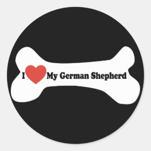 Ich Liebe mein deutscher Schäferhund - Dog Bone Runder Aufkleber