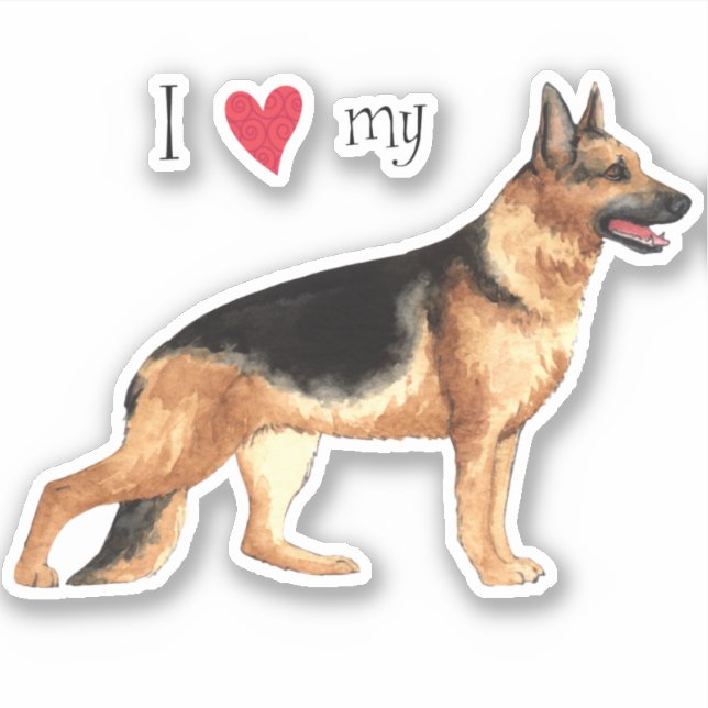 Ich Liebe mein Deutscher Schäferhund Vinyl Sticker (Vorderseite)