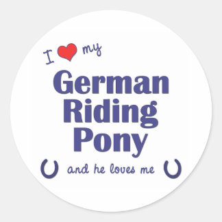 Ich Liebe mein deutsches Reitpony Runder Aufkleber