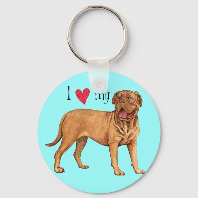 Ich Liebe mein Dogue de Bordeaux Schlüsselanhänger (Vorderseite)