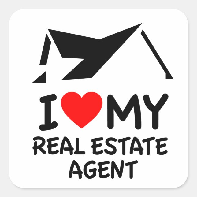 Ich Liebe mein echtes Anwesen Agent Quadratischer Aufkleber (Vorderseite)