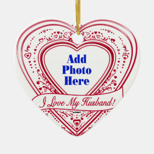 Ich Liebe mein Ehemann! Foto Red Hearts Keramik Ornament