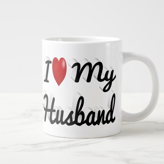 Ich Liebe Mein Ehemann niedlicher schwarzer Text Jumbo-Tasse (Rechts)