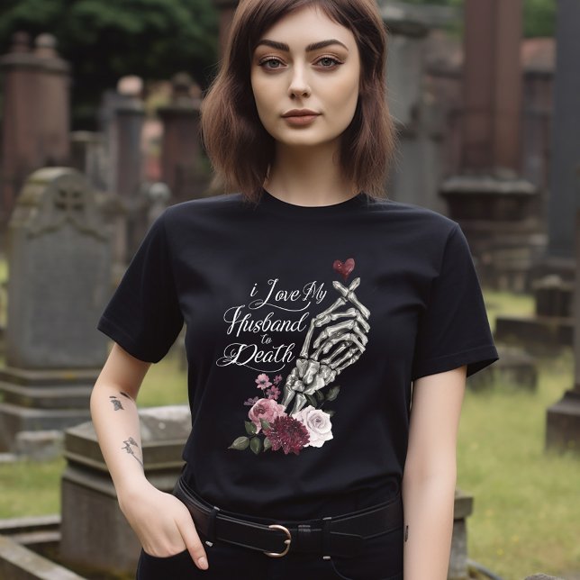 Ich Liebe mein Ehemann zu Totenskelett Handherz Tri-Blend Shirt (I Love My Husband to Death Skeleton Hand Heart T-Shirt)