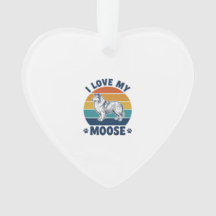 Ich liebe mein Elch-Hund Retro-Gravurdesign_1 Ornament