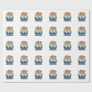 Ich liebe mein Elchhund Retro Gravur Design_1 Geschenkpapier