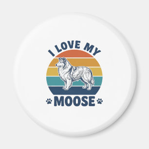 Ich liebe mein Elchhund Retro Gravur Design_1 Magnet
