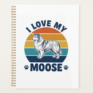 Ich liebe mein Elchhund Retro Gravur Design_1 Planer