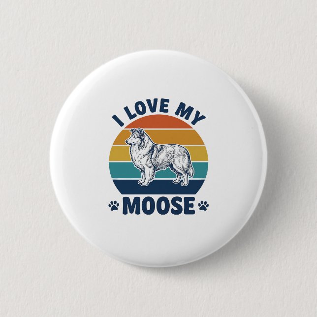 Ich liebe mein Elchhund Retro-Gravurdesign_1 Button (Vorderseite)