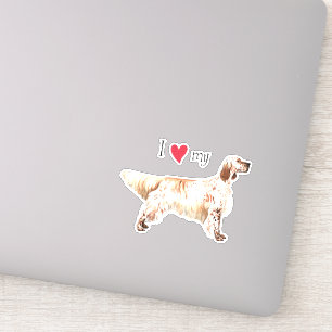Ich Liebe mein Englisch Setter Vinyl Sticker
