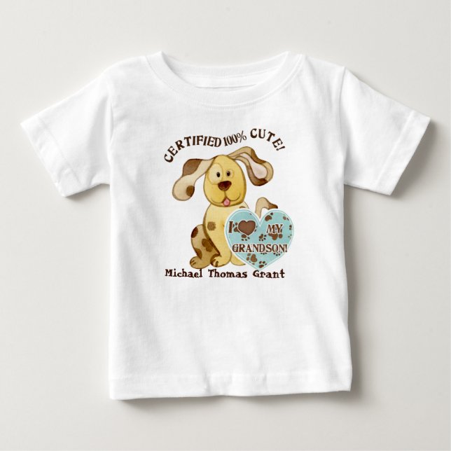 Ich Liebe mein Enkelsohn, Personalisiertes Baby Te Baby T-shirt (Vorderseite)