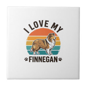 Ich liebe mein Finnegan Vintage Hund Name Shirt De Fliese