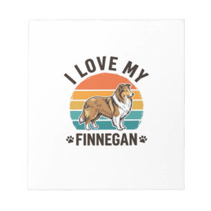 Ich liebe mein Finnegan Vintage Hund Name Shirt De Notizblock
