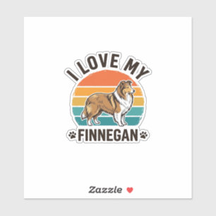 Ich liebe mein Finnegan Vintage Hundename-Shirt-De Aufkleber