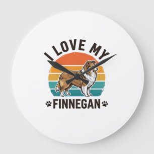 Ich liebe mein Finnegan Vintage Hundename-Shirt De Große Wanduhr