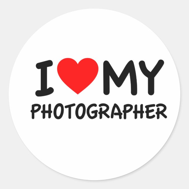 Ich Liebe mein Fotograf Runder Aufkleber (Vorderseite)