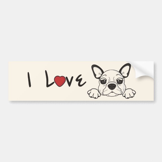 Ich Liebe mein Französischer Bulldog Autoaufkleber (Vorne)