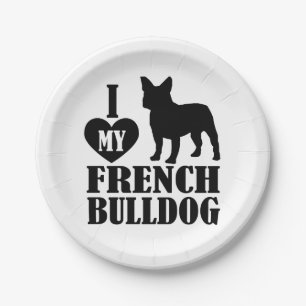 Ich Liebe mein Französischer Bulldog Pappteller