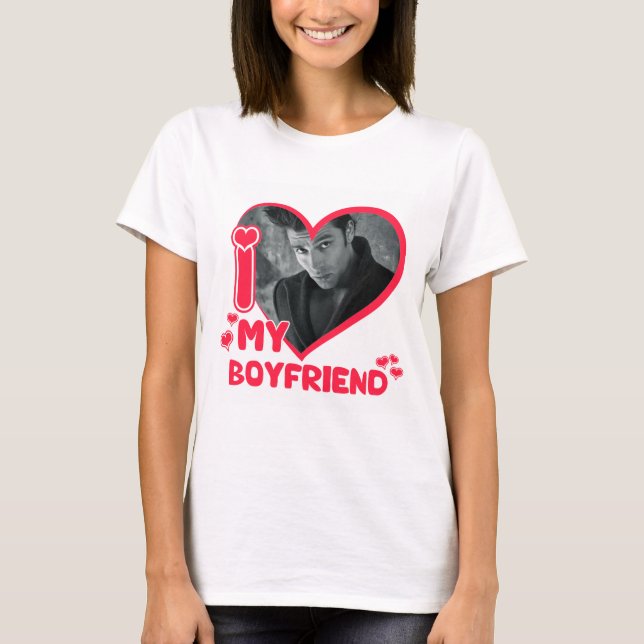 Ich Liebe Mein Freund Custom Foto Herz Liebe T-Shirt (Vorderseite)