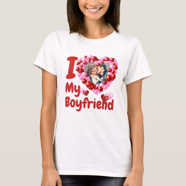 Ich Liebe Mein Freund Custom Foto T-Shirt (Vorderseite)