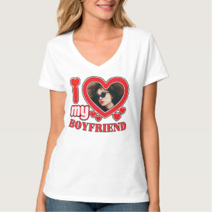 Ich Liebe mein Freund Custom Heart Foto T-Shirt
