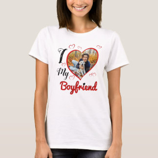 Ich Liebe Mein Freund Custom Typografy Herz Foto T-Shirt