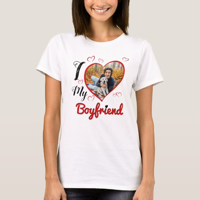Ich Liebe Mein Freund Custom Typografy Herz Foto T-Shirt (Vorderseite)